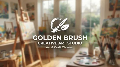 Golden Brush Creative Art Studio — AI illustration, not a venue photograph