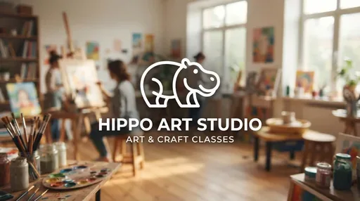 HIPPO ART STUDIO — AI illustration, not a venue photograph