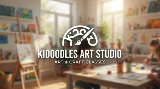 Kidoodles Art Studio — AI illustration, not a venue photograph